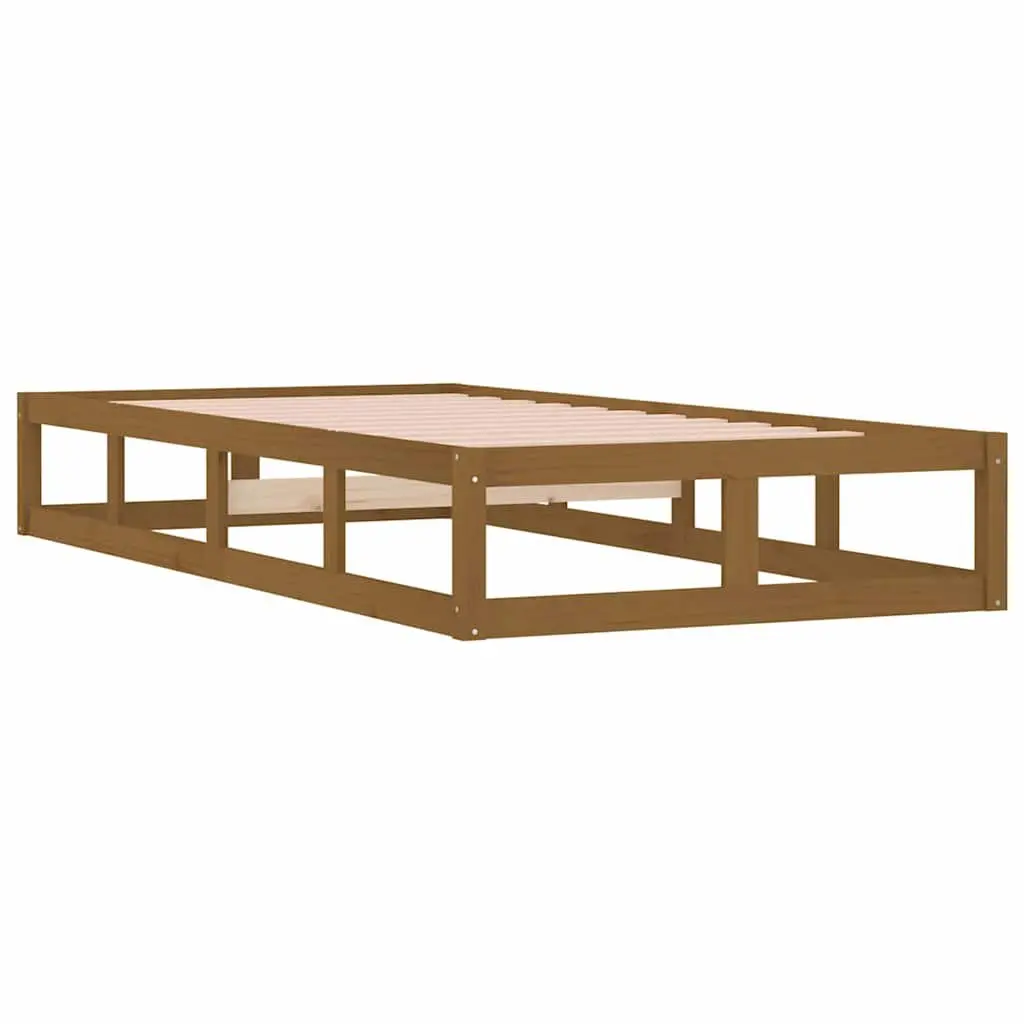 Solid Wood Bed Frame in Brown for Single Bedrooms
