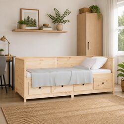 Comfortable Day Bed 80x200 cm Solid Pine Wood Frame