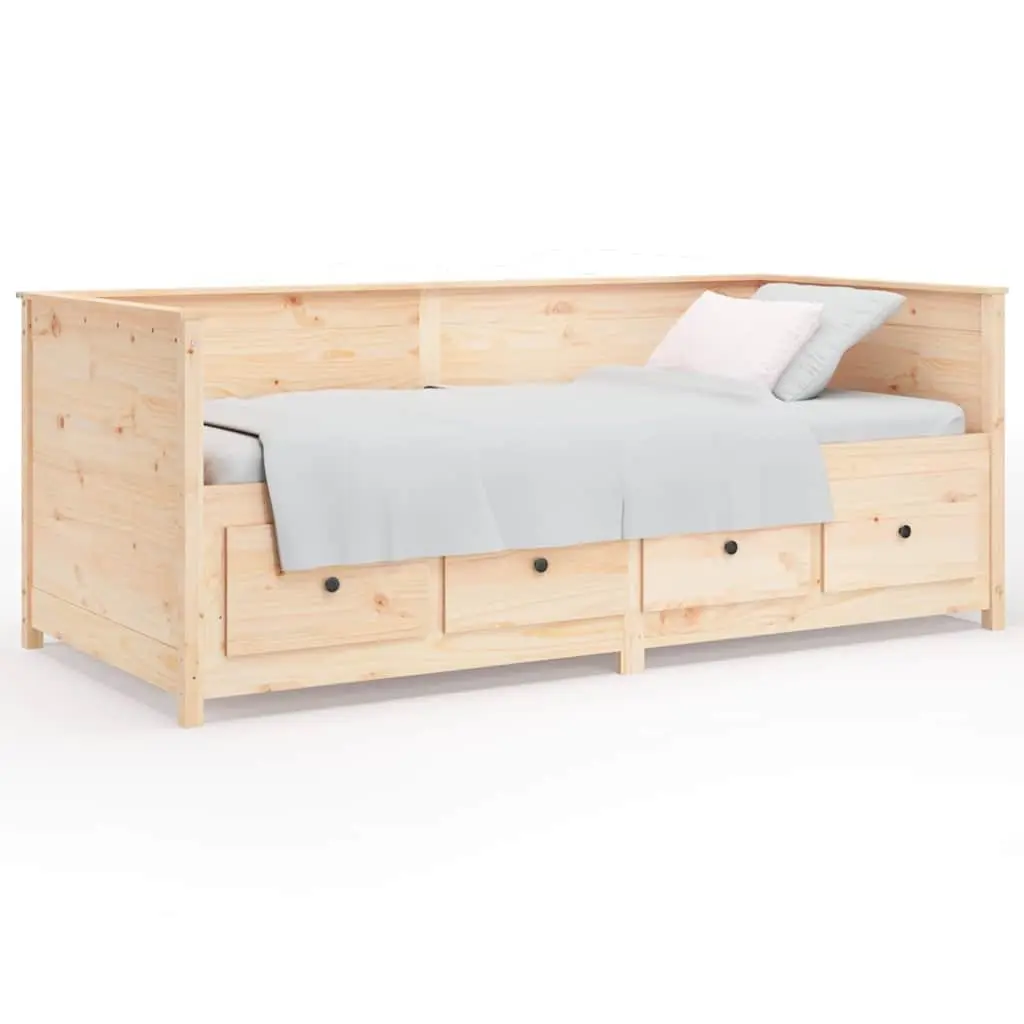 Day Bed Solid Pine Wood Frame 80x200 cm Brown with Storage Drawers