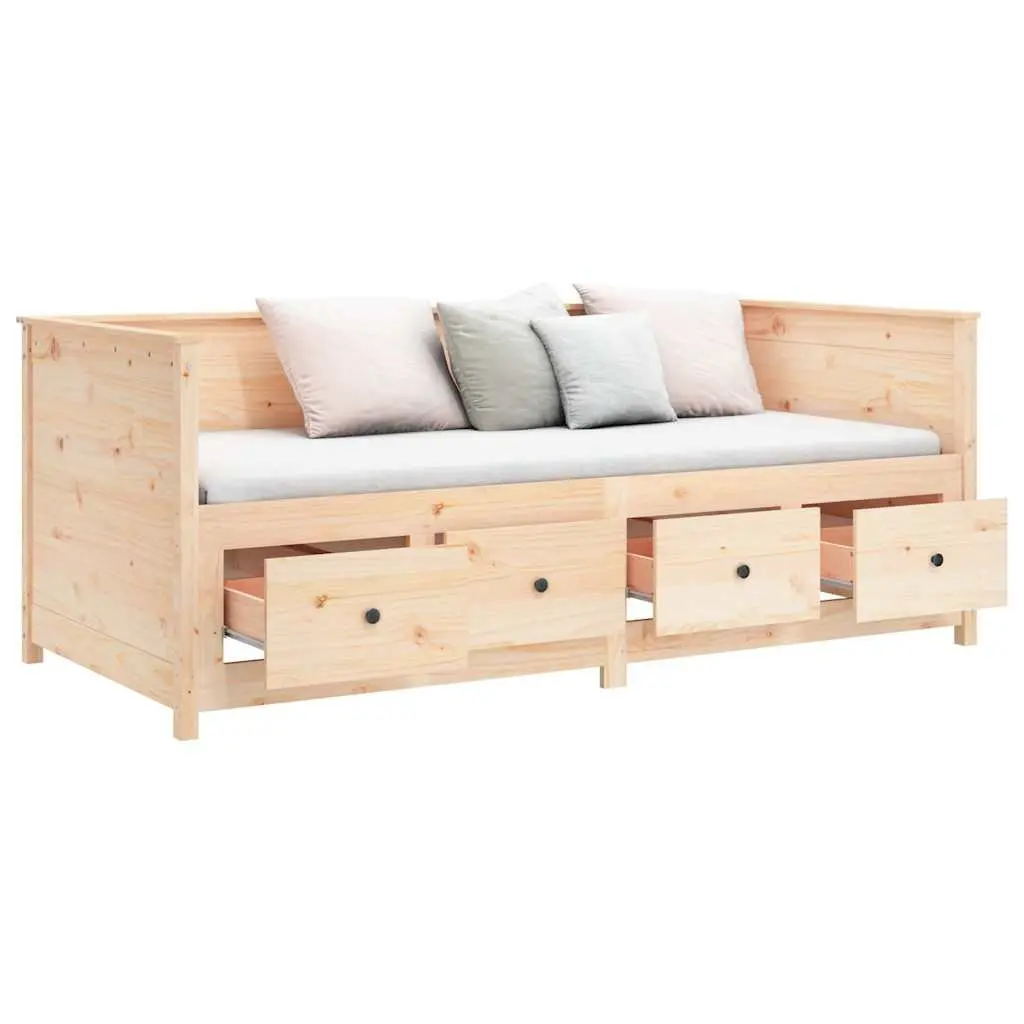 Day Bed Solid Pine Wood Frame 80x200 cm Brown with Storage Drawers
