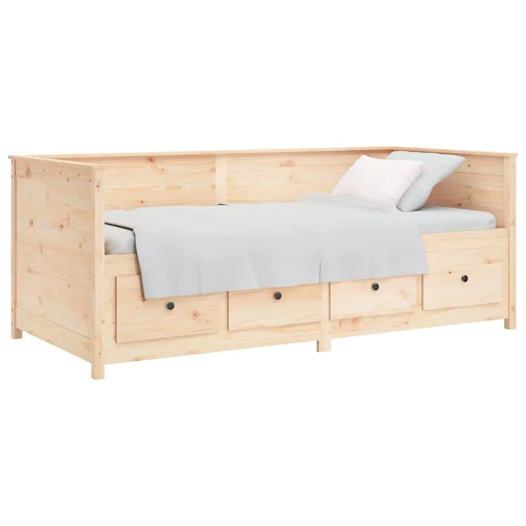 Day Bed Solid Pine Wood Frame 80x200 cm Brown with Storage Drawers