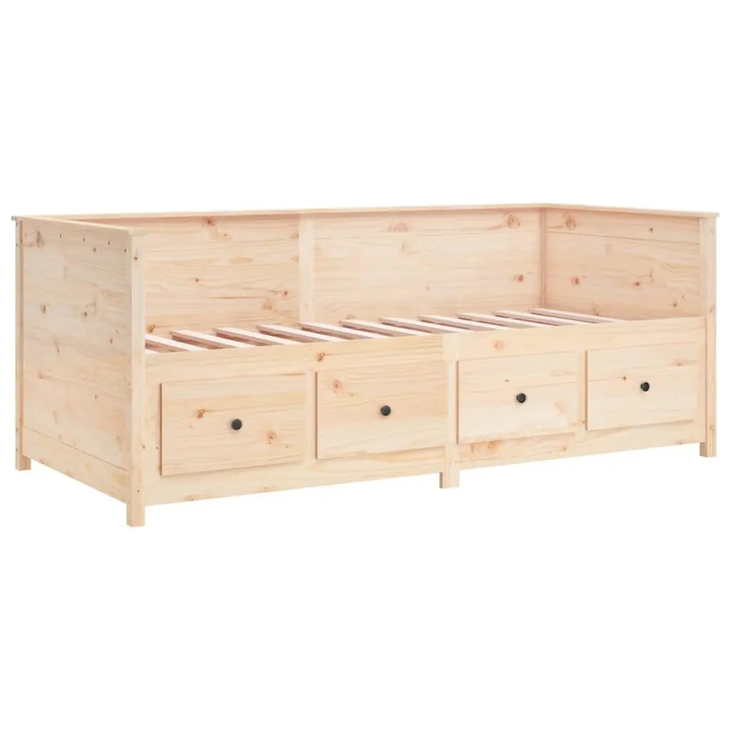 Day Bed Solid Pine Wood Frame 80x200 cm Brown with Storage Drawers