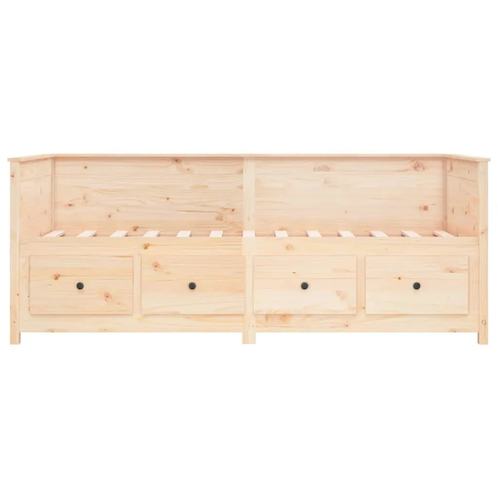 Day Bed Solid Pine Wood Frame 80x200 cm Brown with Storage Drawers