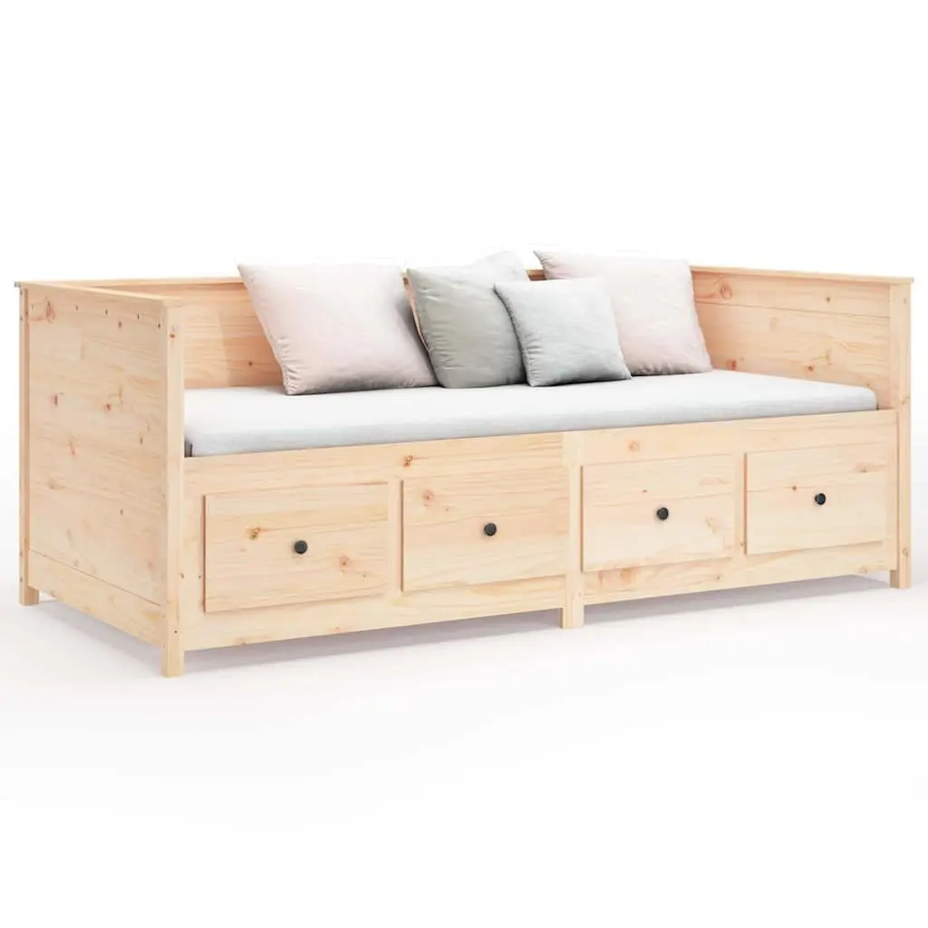 Day Bed Solid Pine Wood Frame 80x200 cm Brown with Storage Drawers