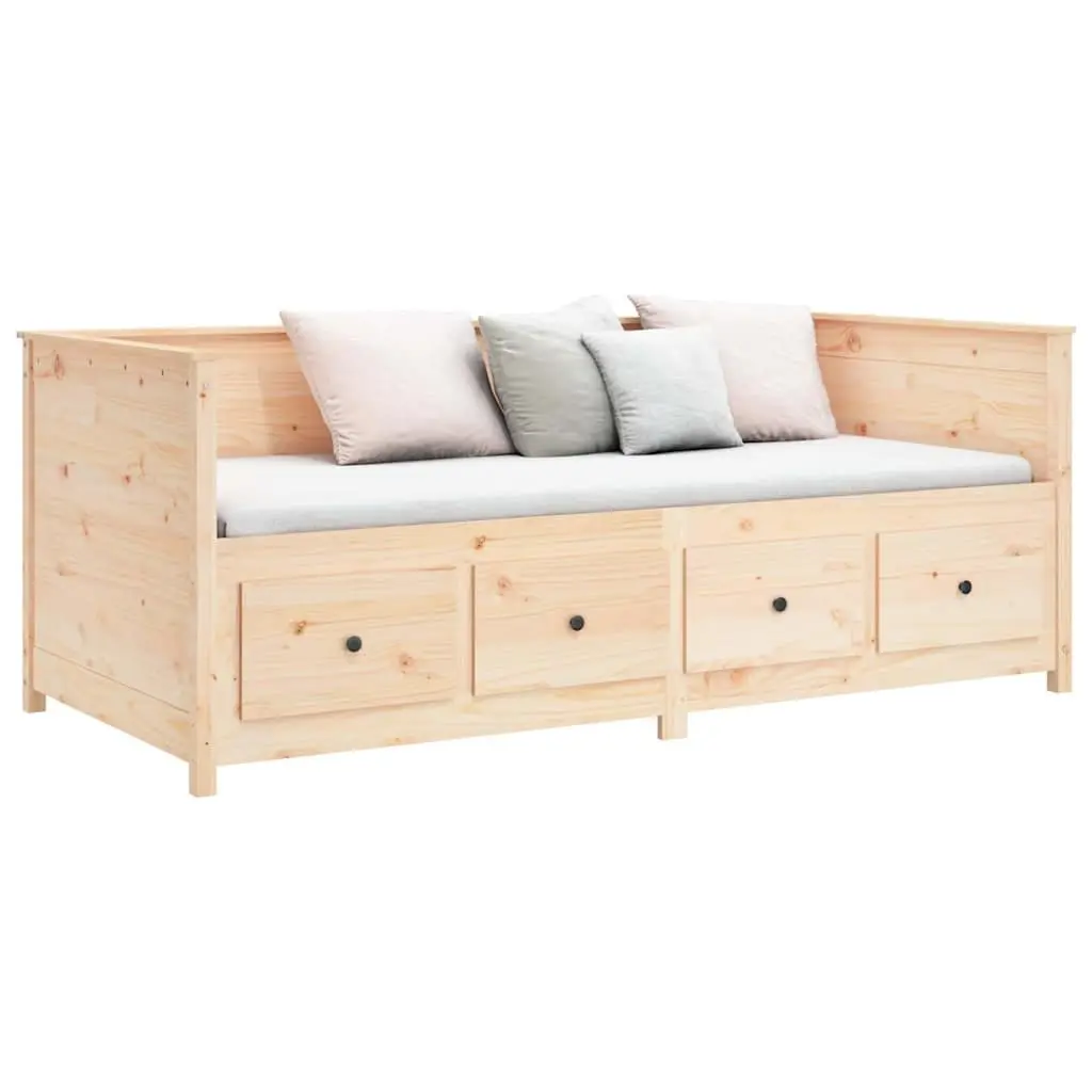 Day Bed Solid Pine Wood Frame 80x200 cm Brown with Storage Drawers