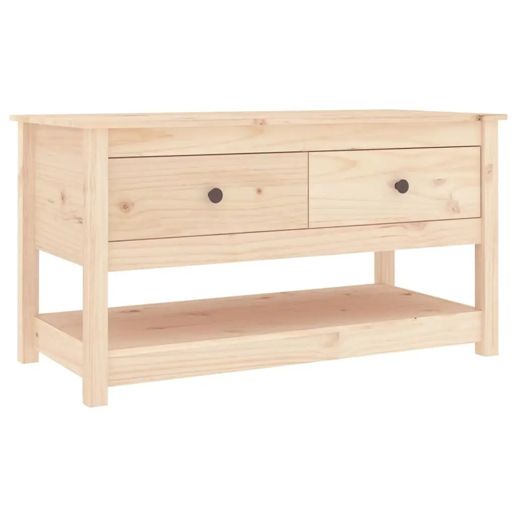 Brown Solid Pine Wood Coffee Table with Storage