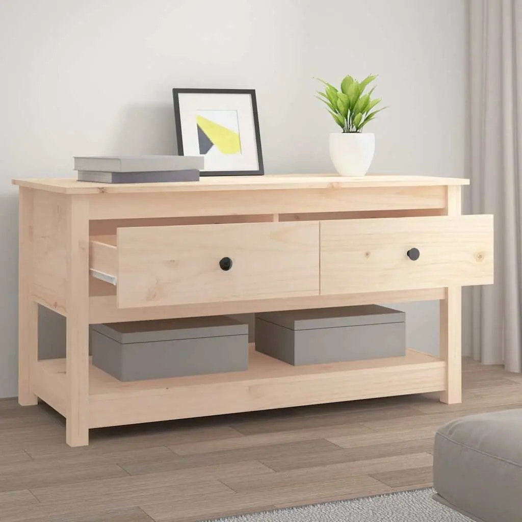 Brown Solid Pine Wood Coffee Table with Storage