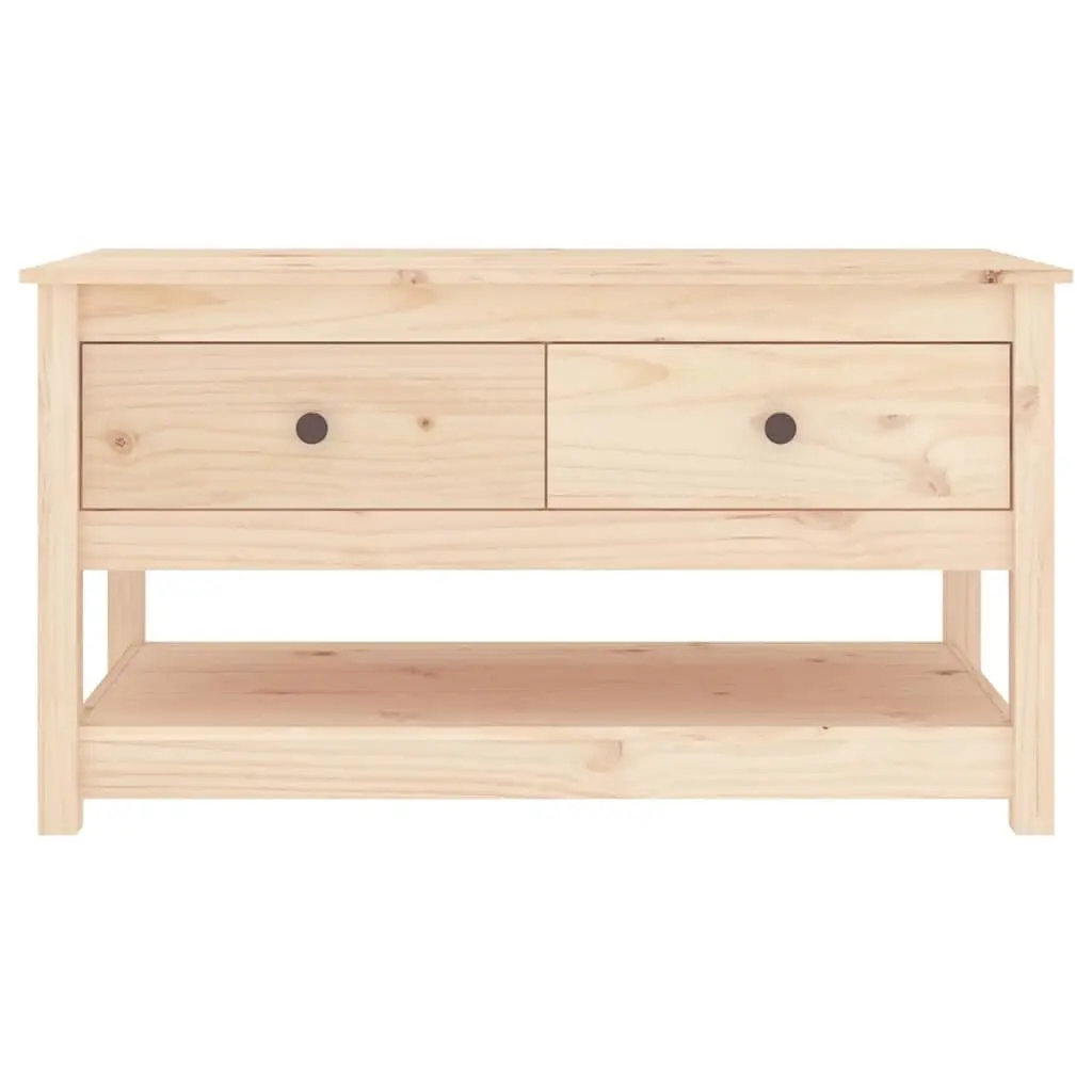 Brown Solid Pine Wood Coffee Table with Storage