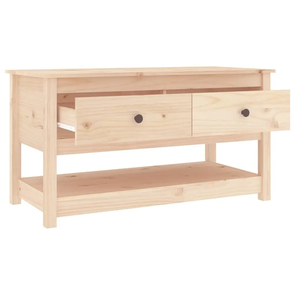 Brown Solid Pine Wood Coffee Table with Storage