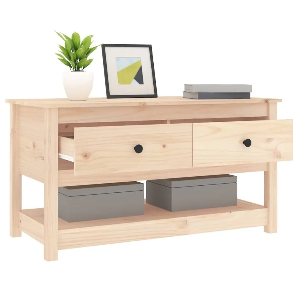 Brown Solid Pine Wood Coffee Table with Storage