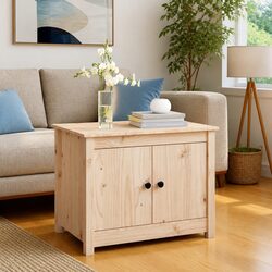 Rustic Solid Pine Wood Coffee Table with Storage