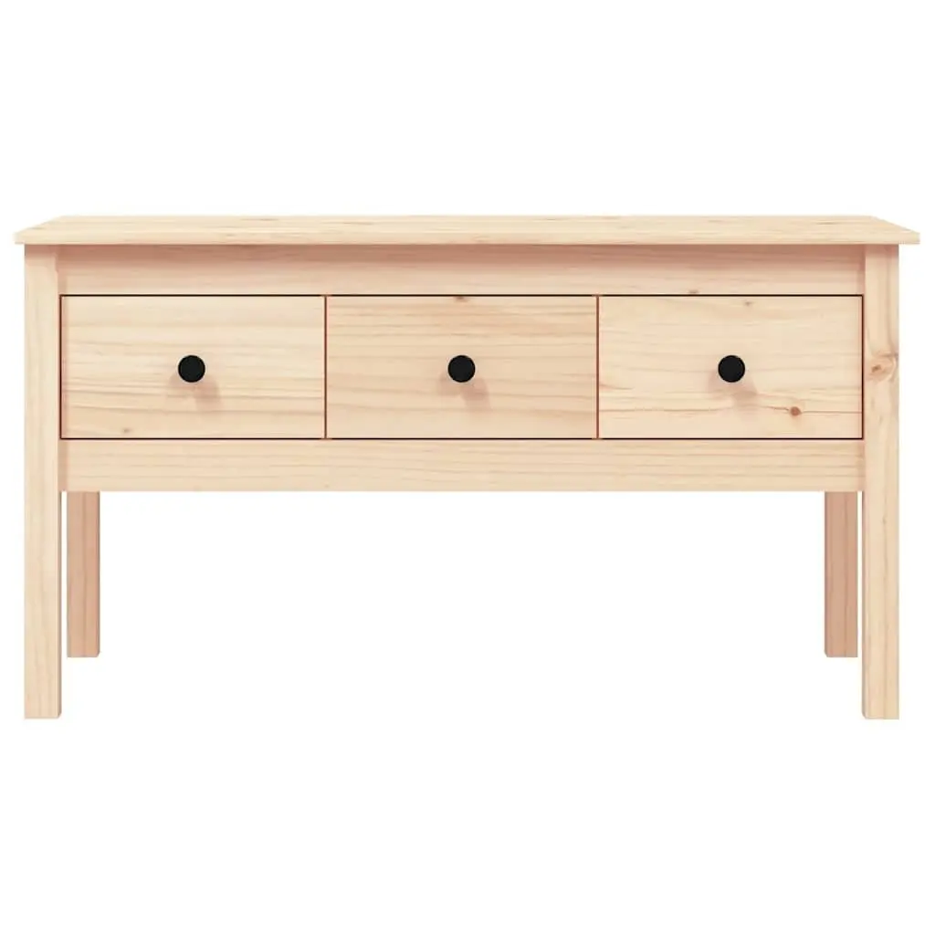 Brown Solid Wood Pine Coffee Table with Storage Drawers