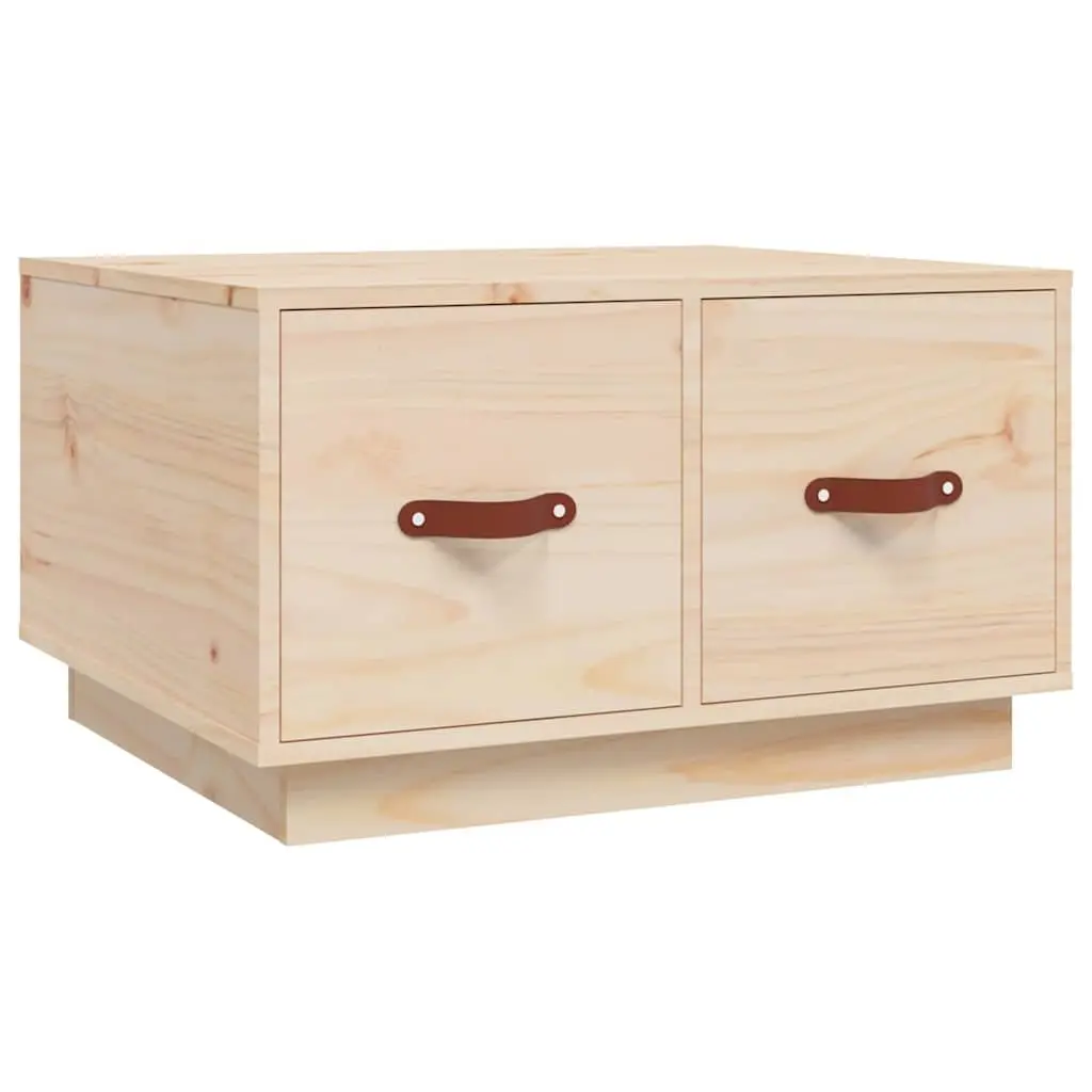 Coffee Table Brown 60x53x35 cm Solid Pine Wood with 2 Drawers
