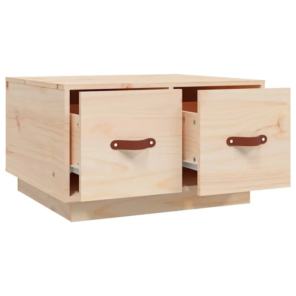 Coffee Table Brown 60x53x35 cm Solid Pine Wood with 2 Drawers