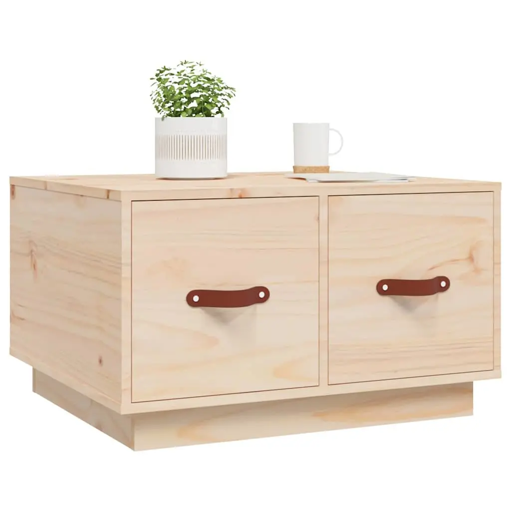 Coffee Table Brown 60x53x35 cm Solid Pine Wood with 2 Drawers