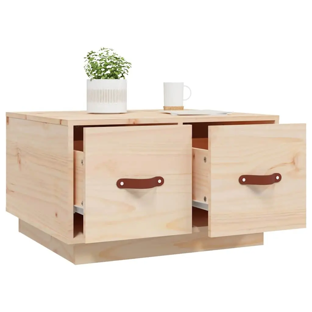 Coffee Table Brown 60x53x35 cm Solid Pine Wood with 2 Drawers