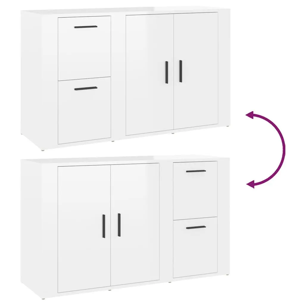 High Gloss White Storage Cabinet Sideboard