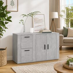 Warm Grey Sideboard Engineered Wood Storage Cabinet