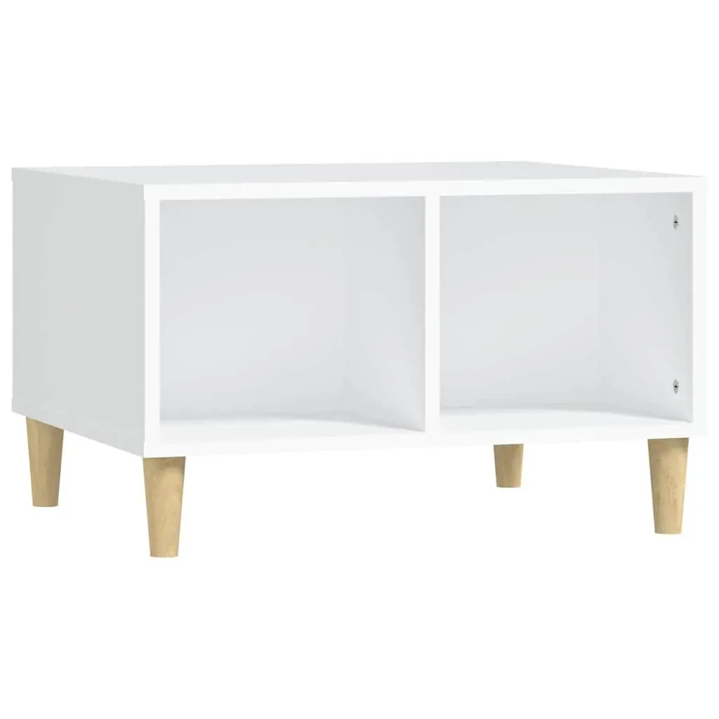 Coffee Table Scandinavian White 60x50x36.5 cm Engineered Wood with 4 Open Storage Compartments