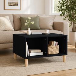 Scandinavian Style Black Coffee Table with Storage