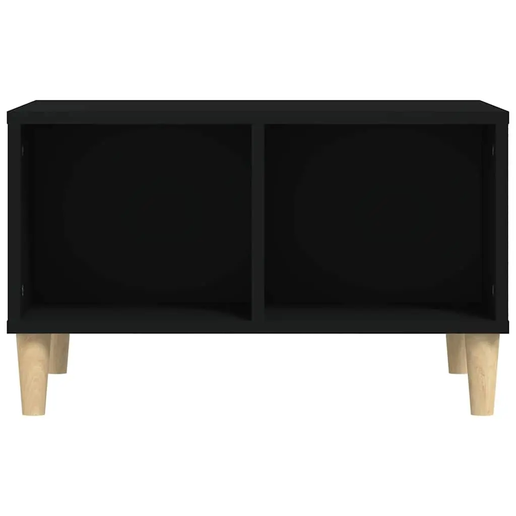 Scandinavian Style Coffee Table Black Engineered Wood Open Compartments 60L x 50W x 36.5H cm