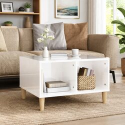 White High Gloss Coffee Table with Open Storage 60x50x36.5 cm