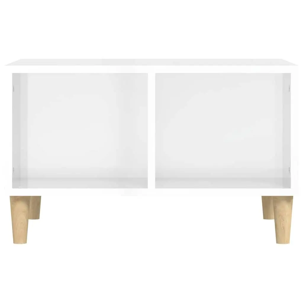 Coffee Table White High Gloss 60x50x36.5 cm Engineered Wood with Open Storage Compartments