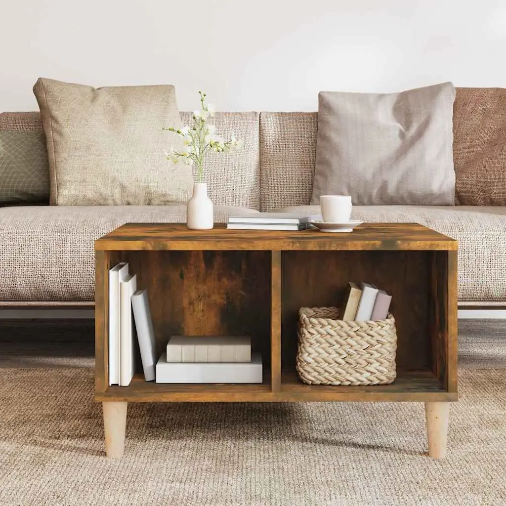 Coffee Table Smoked Oak Scandinavian Style 60 x 50 x 36.5 cm Engineered Wood