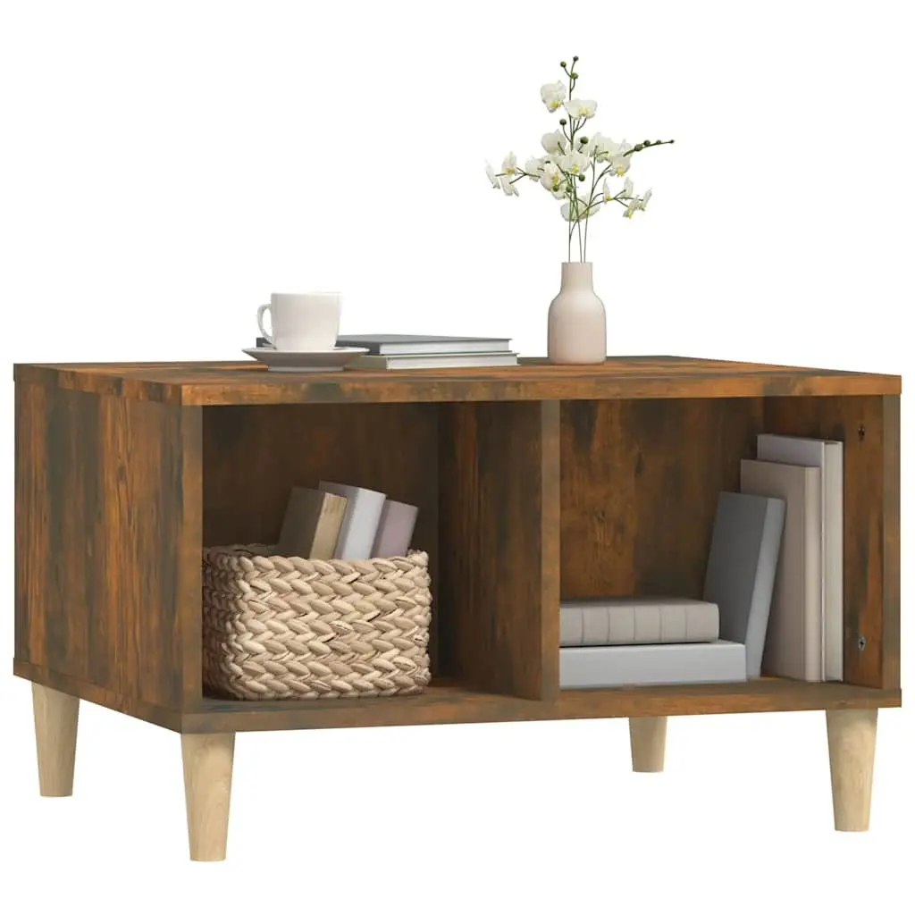 Coffee Table Smoked Oak Scandinavian Style 60 x 50 x 36.5 cm Engineered Wood