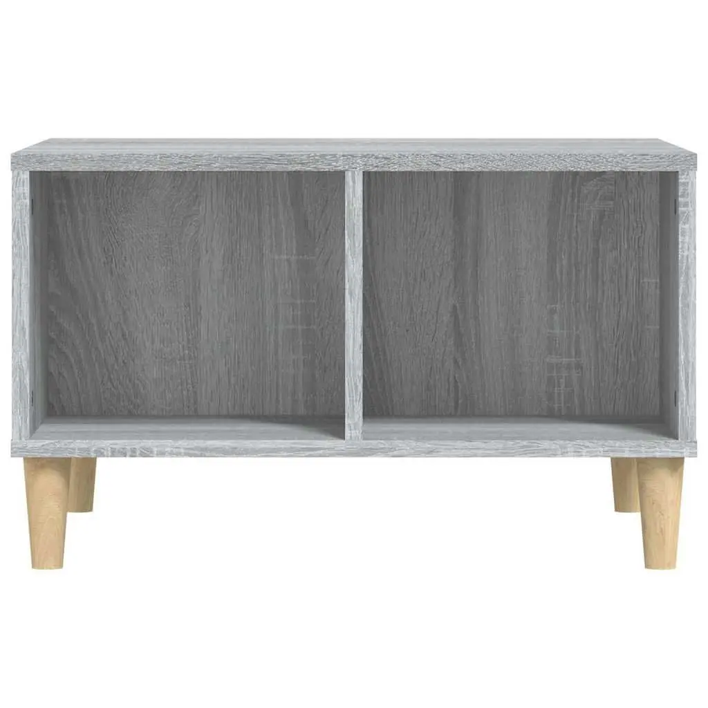 Coffee Table Grey Engineered Wood 60 x 50 x 36.5 cm with Storage Compartments Open Shelving for Living Room