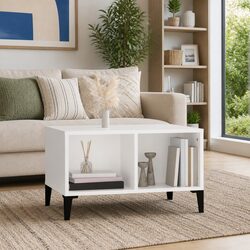 Elegant White Coffee Table with Storage Compartments