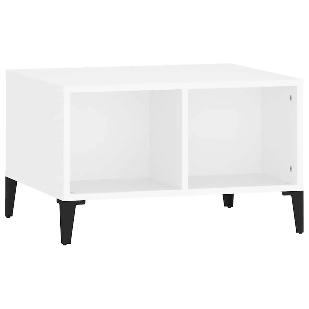 Coffee Table White 60x50x36.5 cm Storage Compartments Industrial Design Side