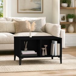 Black Coffee Table with Open Storage 60x50x36.5 cm