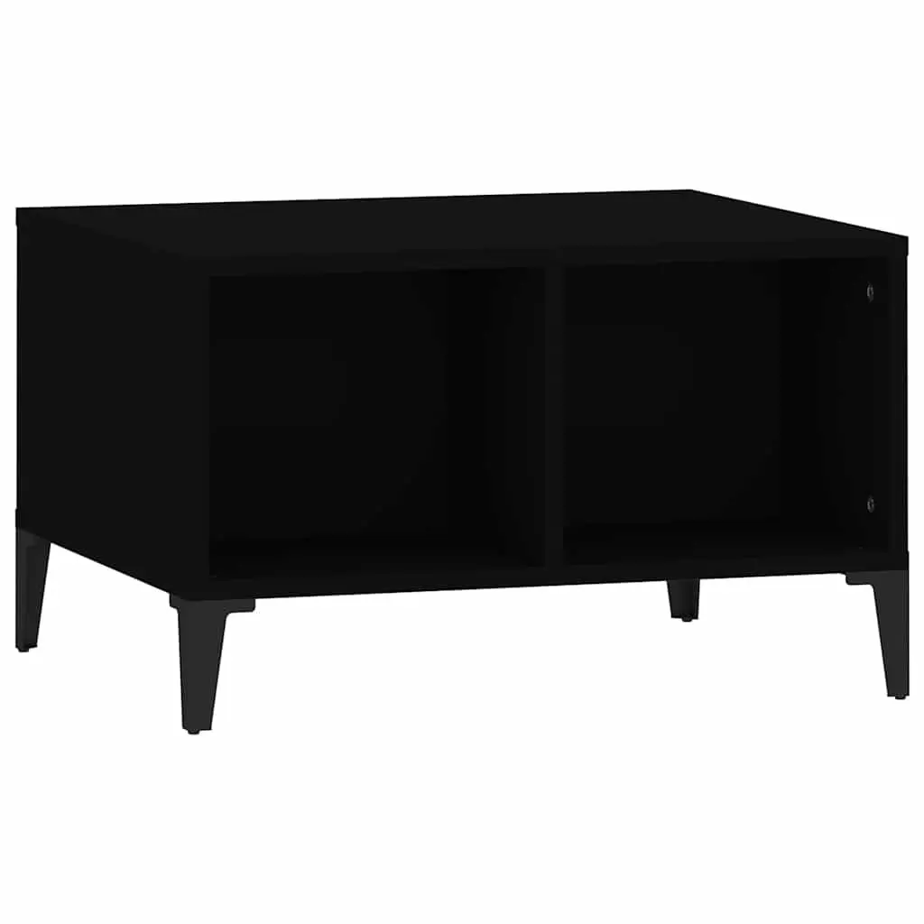 Coffee Table Black 60x50x36.5 cm with Open Storage Compartments Industrial