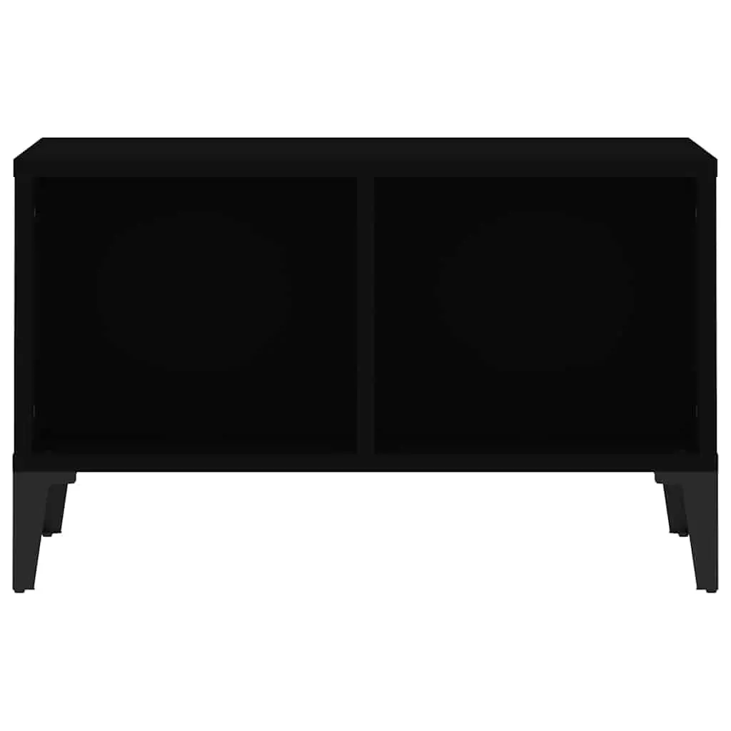Coffee Table Black 60x50x36.5 cm with Open Storage Compartments Industrial