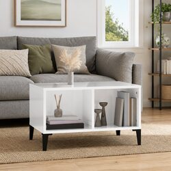 High Gloss White Coffee Table with Open Storage