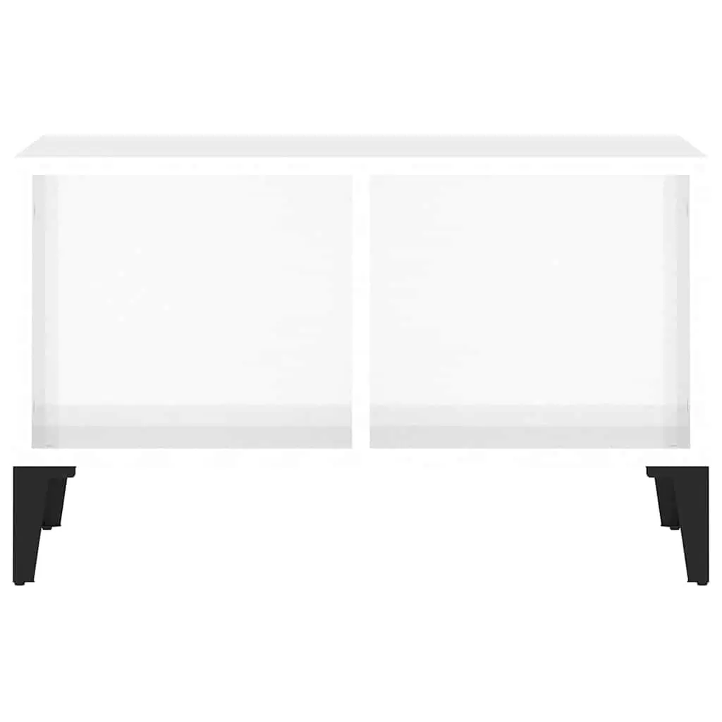 Coffee Table High Gloss White 60x50x36.5 cm Engineered Wood Metal Feet