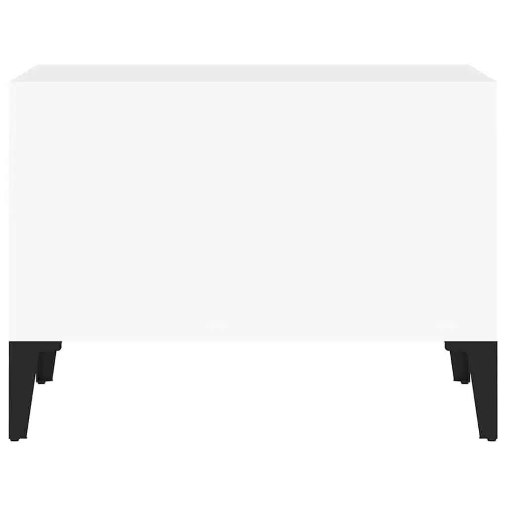 Coffee Table High Gloss White 60x50x36.5 cm Engineered Wood Metal Feet