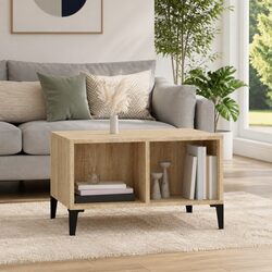 Warm Brown Coffee Table with Open Storage Compartment