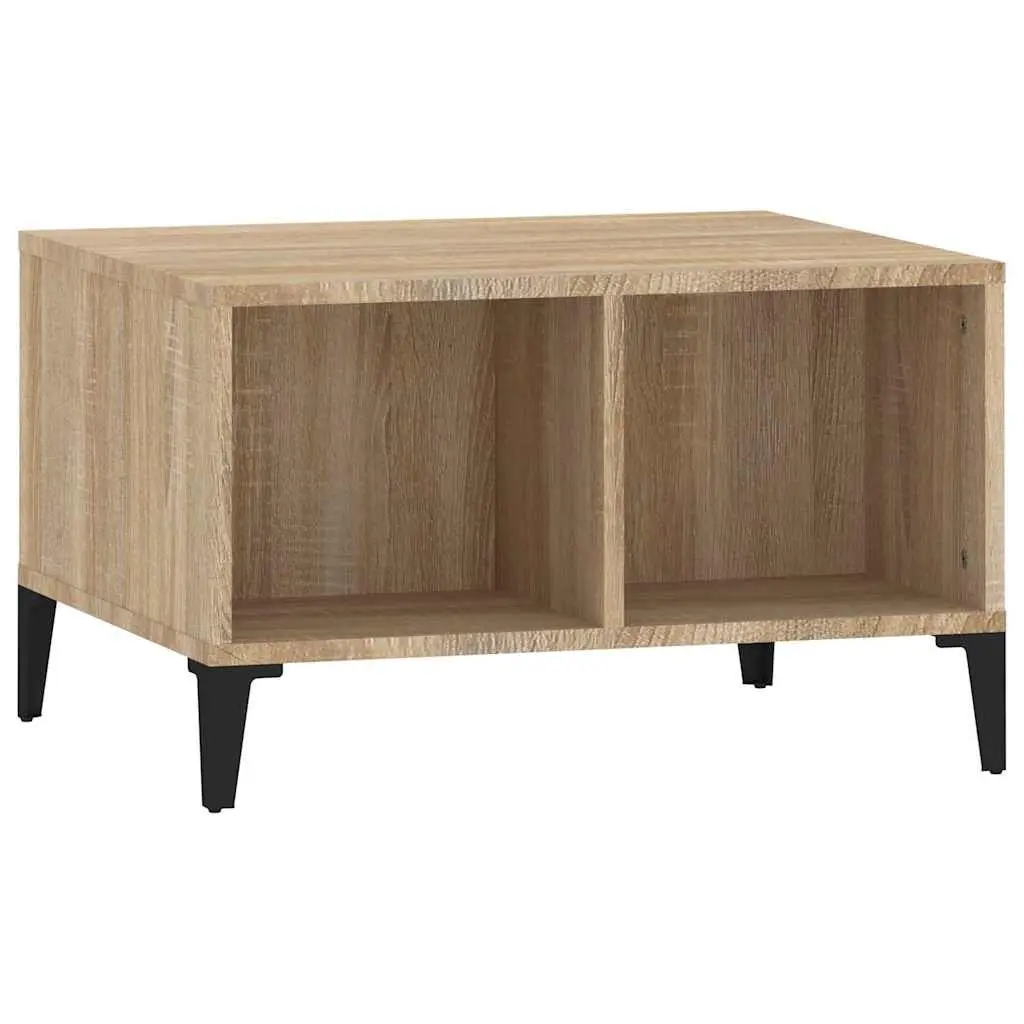 Coffee Table Brown Open Storage Compartments 60x50x36.5cm Engineered Wood with Metal Feet