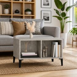 Grey Industrial Style Coffee Table with Open Storage