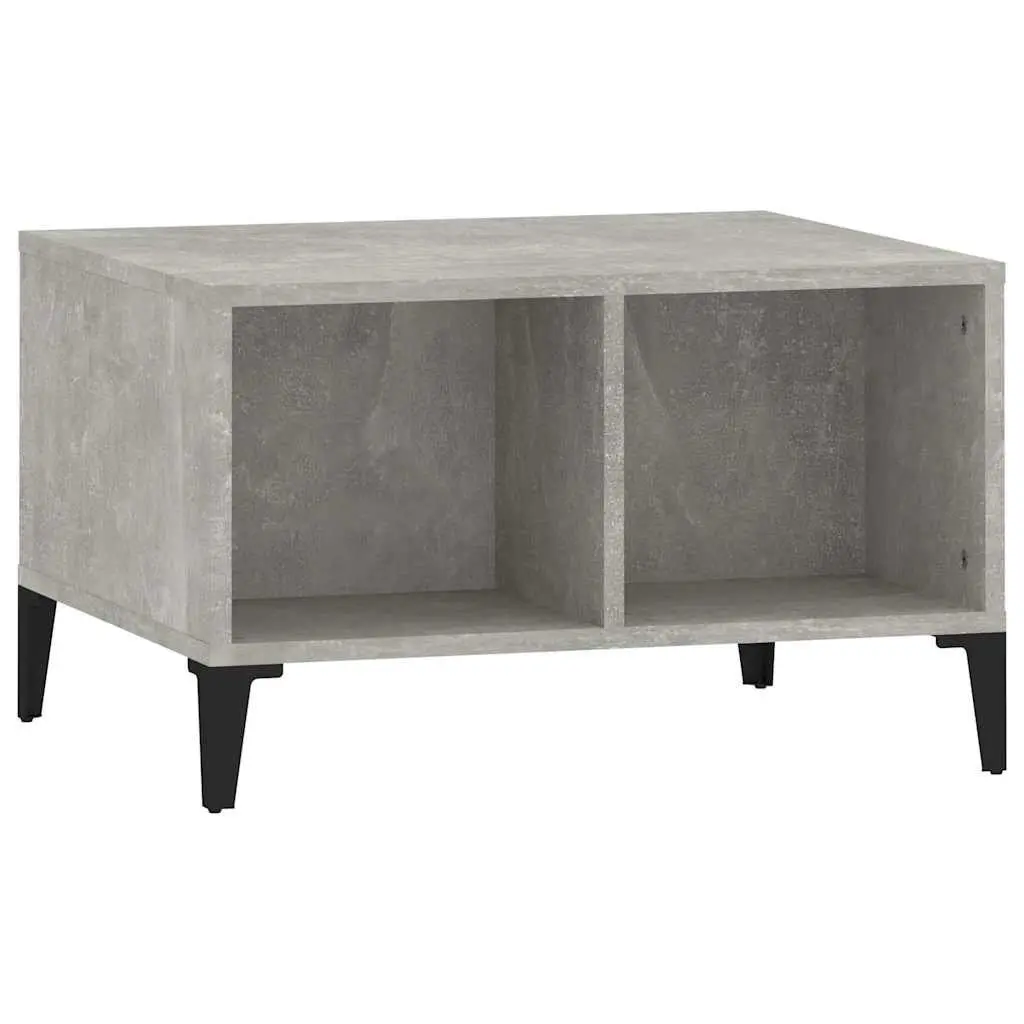 Coffee Table Grey Industrial Style 60W x 50D x 36.5H cm Engineered Wood with Metal Feet