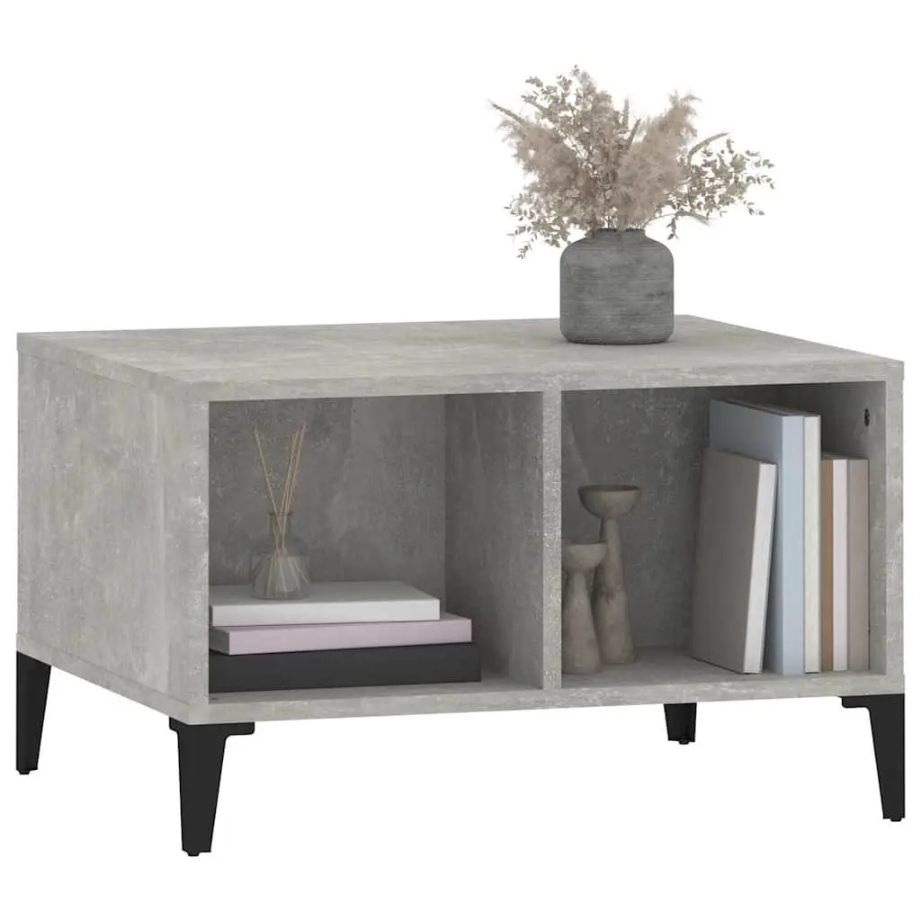Coffee Table Grey Industrial Style 60W x 50D x 36.5H cm Engineered Wood with Metal Feet