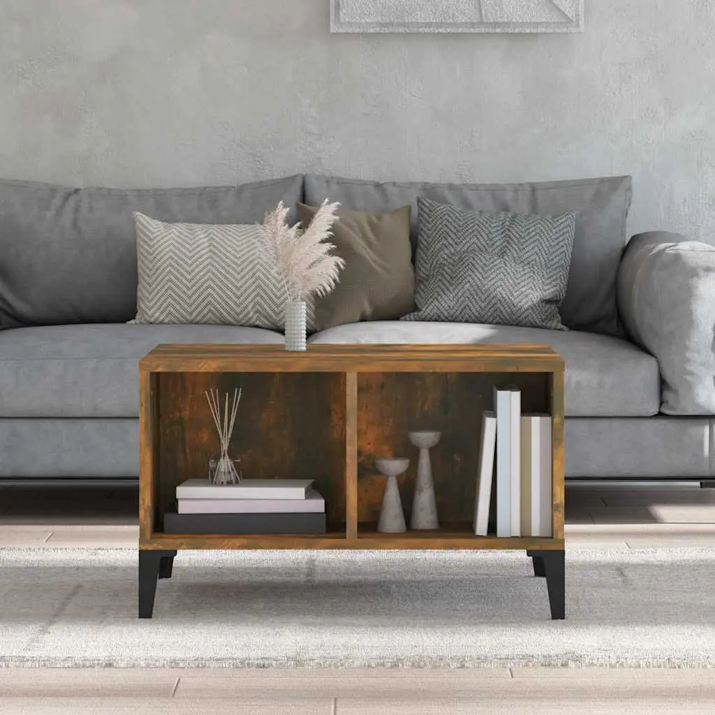 Coffee Table Industrial Style Brown Engineered Wood with Metal Feet