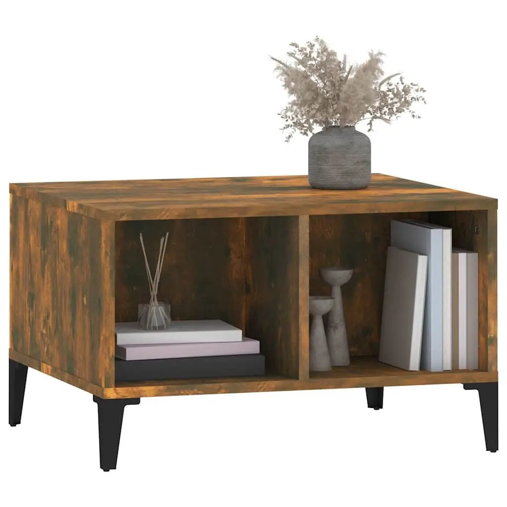 Coffee Table Industrial Style Brown Engineered Wood with Metal Feet