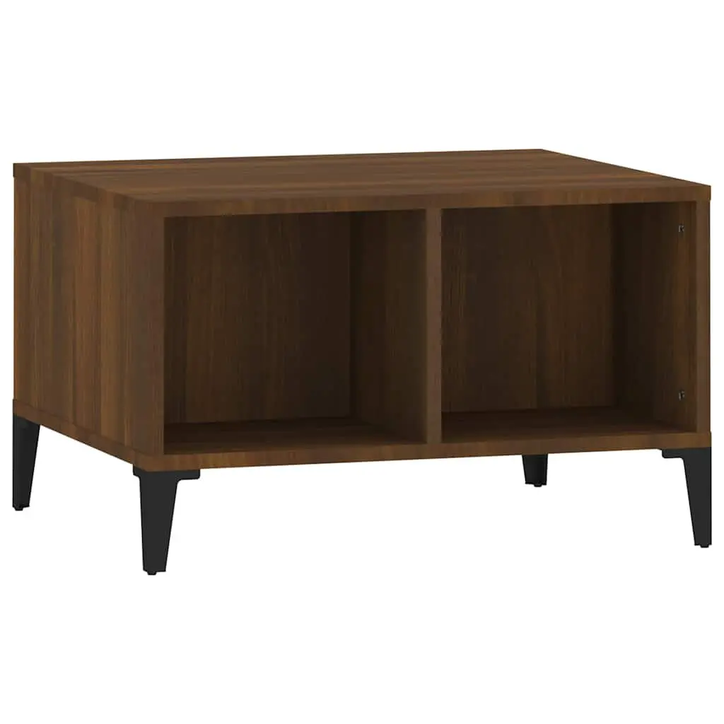 Coffee Table Brown Oak 60x50x36.5cm Engineered Wood with Open Storage
