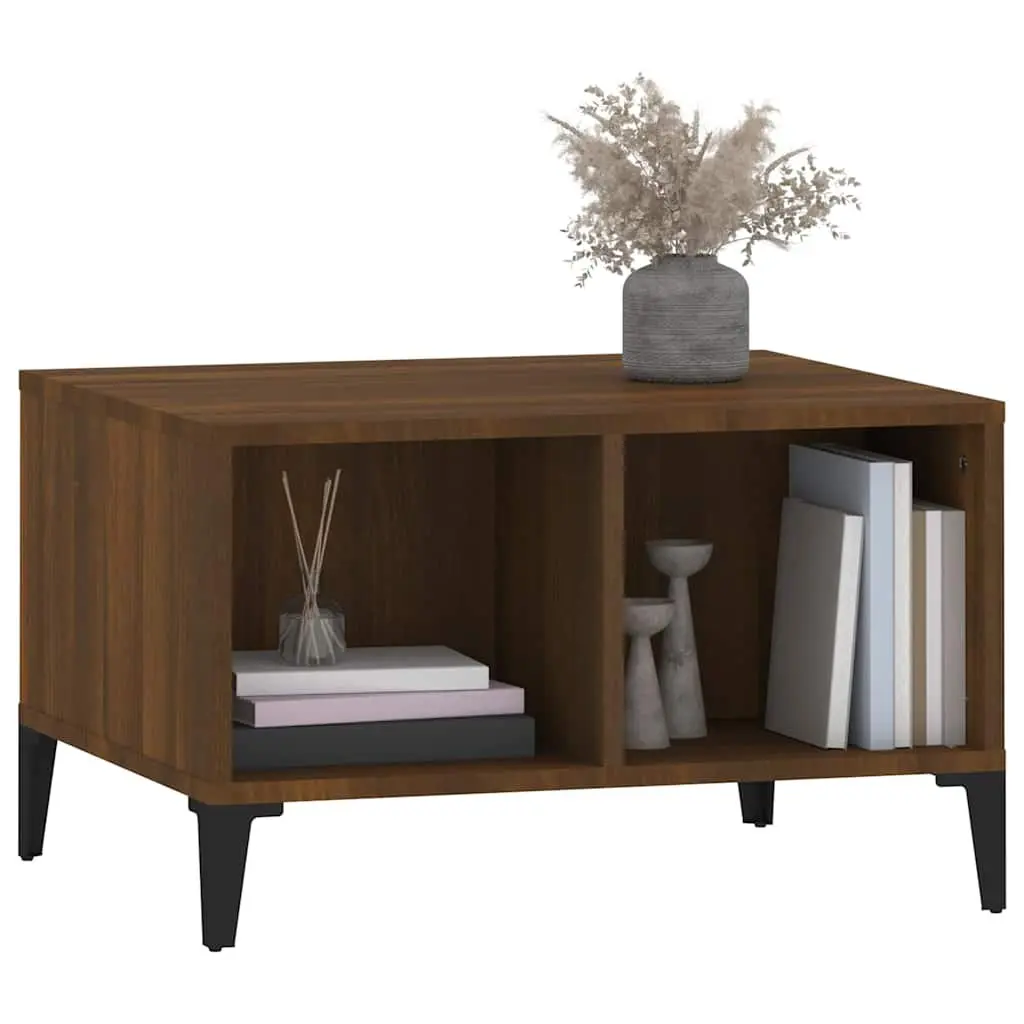 Coffee Table Brown Oak 60x50x36.5cm Engineered Wood with Open Storage