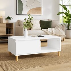 Scandinavian Style White Coffee Table with Storage