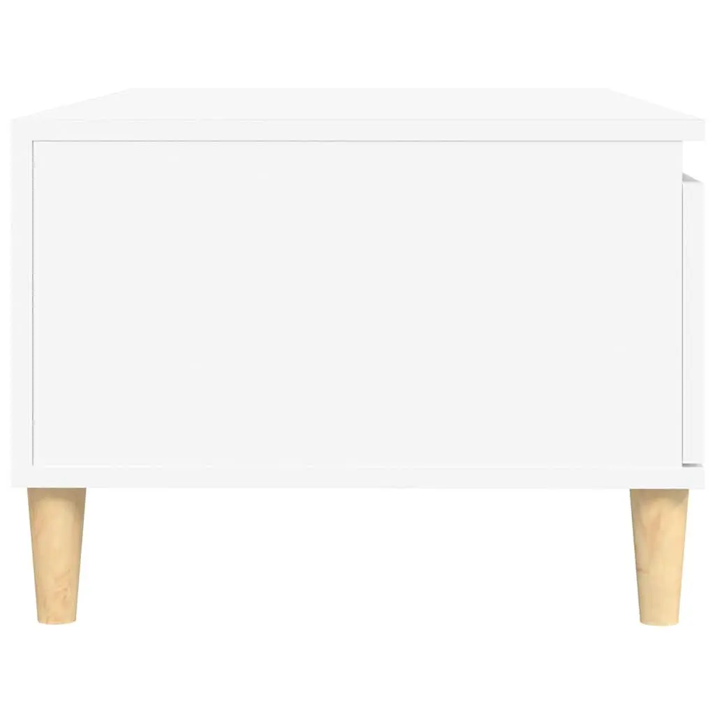 Coffee Table White Scandinavian Style Engineered Wood with Storage Drawer and Open Compartment