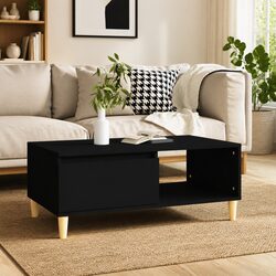 Scandinavian Style Black Coffee Table with Storage